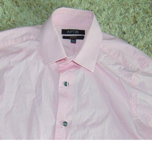 *Apt 9 Dress Shirt Pink Long Sleeve Button Front Collar Stretch Slim 14.5  32/33 - Picture 2 of 3